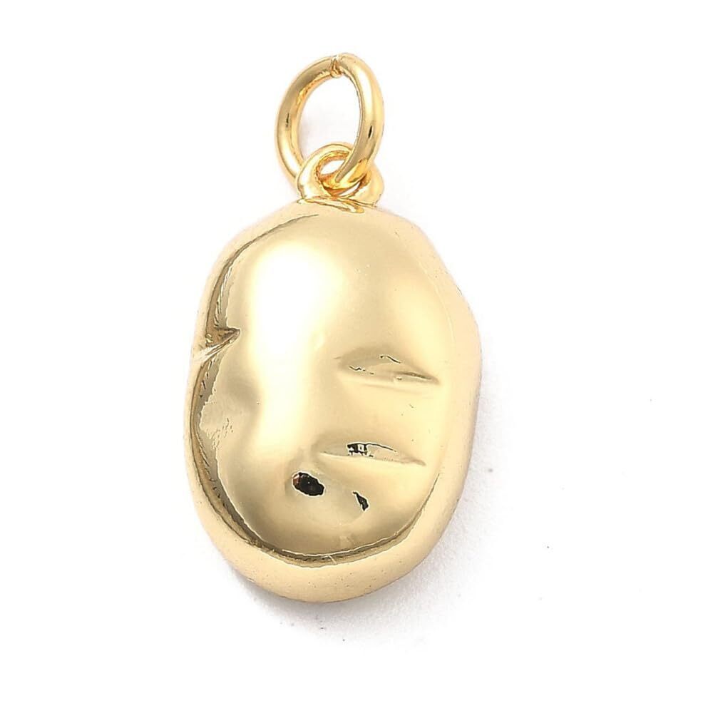9800 5Pcs Simple Style Golden Oval Charms Flatback Brass Dangle Charms